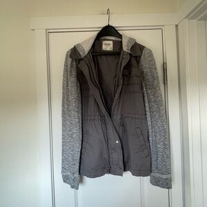 Grey Y2K zip up jacket with hood